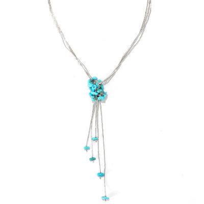133-296 - Gem Insider Sterling Silver 18" Sleeping Beauty Turquoise Cluster Necklace