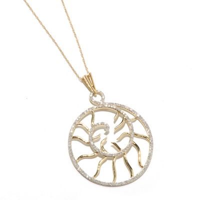 133-313 - 14K Gold 0.75ctw Diamond Swirl Pendant w/ 18" Chain