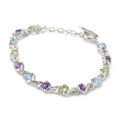 133-342 - Gem Insider Sterling Silver 7.5" 2.95ctw Multi Gem Twisted Link Bracelet