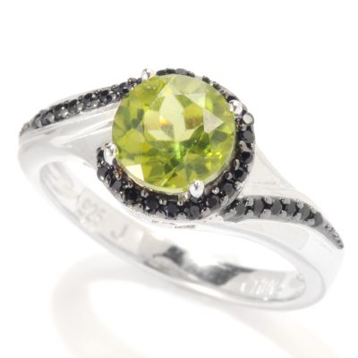 133-353 - Gem Insider Sterling Silver 1.50ctw Peridot & Spinel Wrap Halo Ring