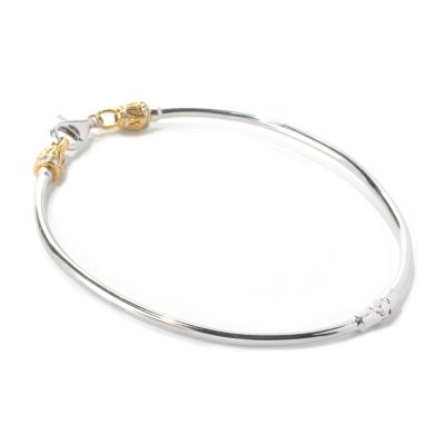 133-444 - Gems en Vogue II Two-tone Starter Bangle Bracelet w/ Twist-off Clasp