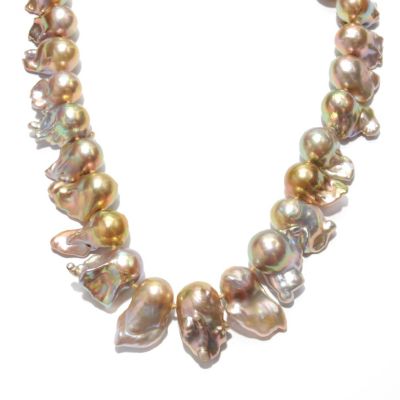 133-509 - 14K Gold 20" 14-15mm Irregular Freshwater Metallic Cultured Pearl Necklace