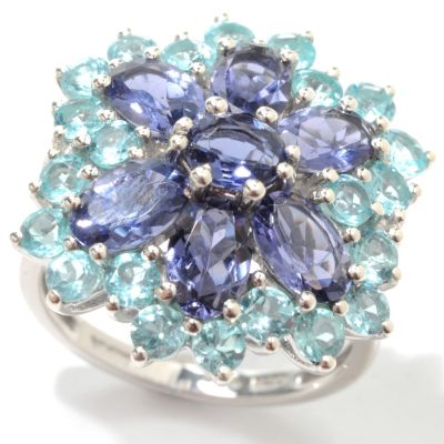 133-577 - NYC II 3.50ctw Iolite & Apatite Flower Ring