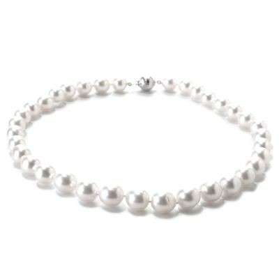133-609 - Sterling Silver 18" 9-11mm White Graduated Oval South Sea Cultured Pearl Necklace