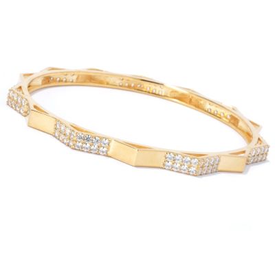 133-762 - Sonia Bitton Simulated Diamond Two-Row Zigzag Bangle Bracelet