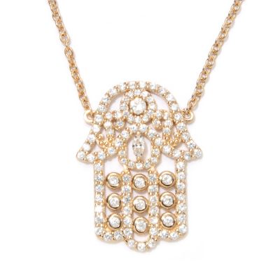 133-763 - Sonia Bitton 18" 1.59 DEW Marquise & Round Simulated Diamond Hamsa Necklace