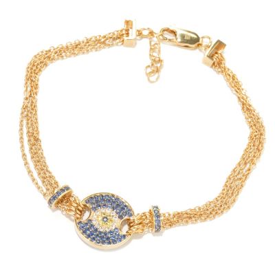 133-772 - Sonia Bitton Simulated Diamond Evil Eye Multi Strand Line Bracelet 