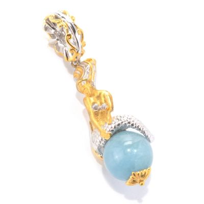 133-877 - Gems en Vogue II 7.4ctw Aquamarine Bead Sculpted Mermaid Drop Charm