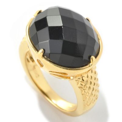 133-963 - 16 x 14mm Oval Faceted Black Onyx East-West Ring