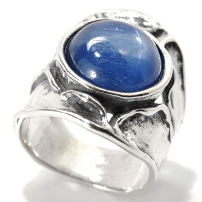 133-986 - Passage to Israel Sterling Silver 12mm Kyanite Sculpted Wide Band Ring 
