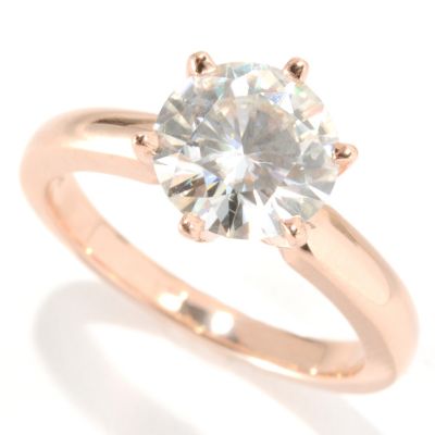 134-238 - Estrella Moissanite 14K Rose Gold 1.90 DEW Six-Prong Solitaire Ring