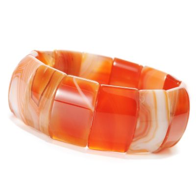 134-256 - 7.5" 25 x 15mm Multi Color Carnelian Stretch Bracelet