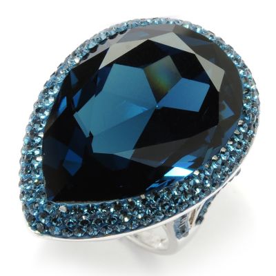 94 - Adaire™ Sterling Silver Halo Teardrop Ring Made w/ Swarovski® Elements