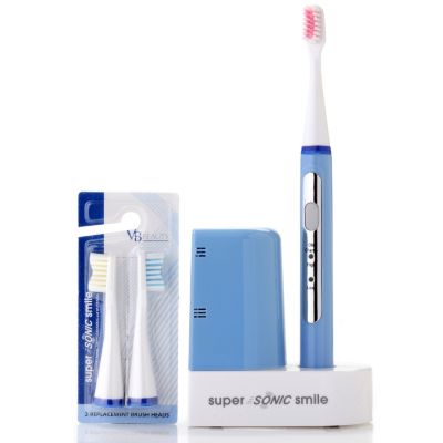 Super Sonic Smile Rechargeable Power Toothbrush System w/2 pk Brush Heads