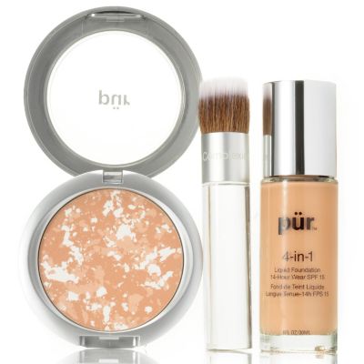 304-728 - P&uuml;r Minerals Three-Piece Long Wear Complexion Collection w/ Bag