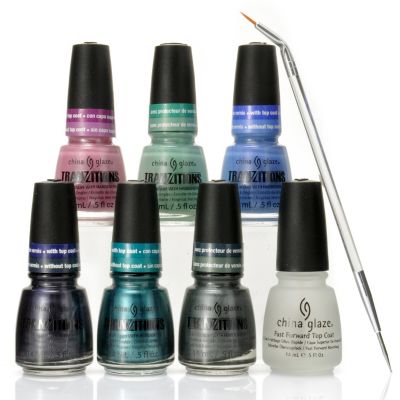 China Glaze 6-pc Transitions Collection + Top Coat + Dotting Tool