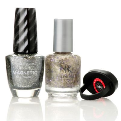 305-159 - ABSOLUTE! Magnetic Nail Enamel & Glitter Overlay Duo w/ Magnetic Swirl