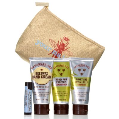 305-339 - Savannah Bee Company&reg; Five-Piece Mini-Honey Travel Essentials w/ Bag