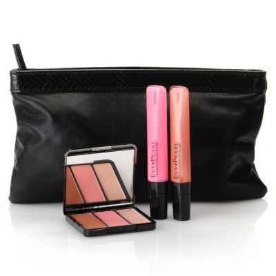 305-374 - EVE PEARL&reg; Three-Piece Lip & Cheek Brightening Collection w/ Makeup Clutch