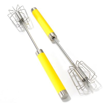 400-043 - Set of Two Stainless Steel Rotating Whisks w/ Silicone Handles
