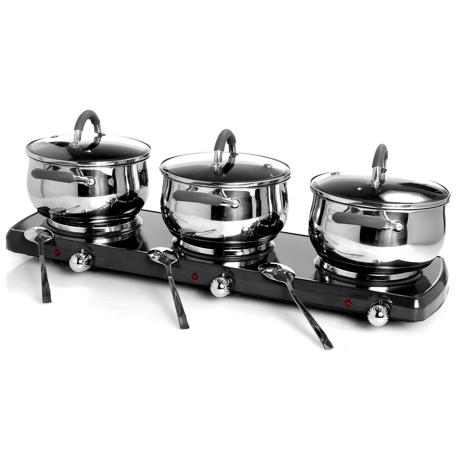 Cuisine Cookware 10 Piece 1500 Watt Triple Burner Hot Plate Buffet Set
