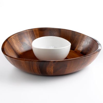 Acacia Wood Curved Chip and Dip Tray - The Cellar