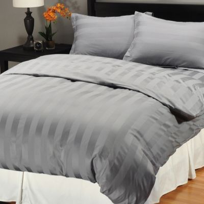 NORTH SHORE LINENS 500TC WIDE DAMASK STRIPE 3PC DUVET SET