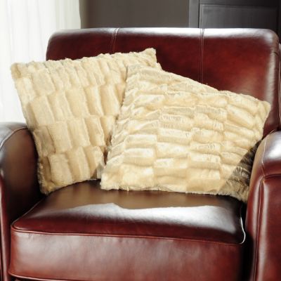 COZELLE SET OF 2 FAUX MINK FUR DECORATIVE PILLOWS