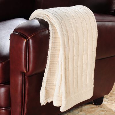 NORTH SHORE LINENS COTTON CABLE KNIT THROW