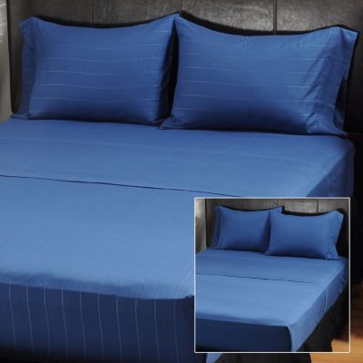 401-689 - Cozelle&reg; Microfiber Dobby Stripe & Solid 2-Pack 4pc Sheet Set