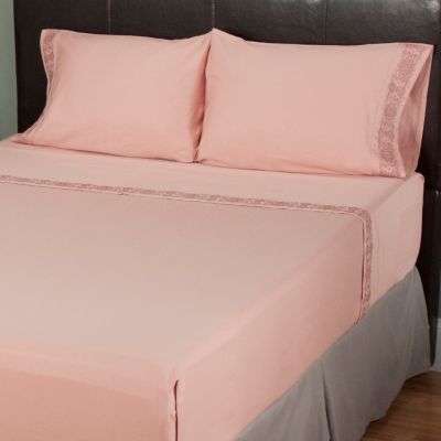 North Shore Linens "Rachelle" Embroidered 300tc Cotton 4pc Sheet Set