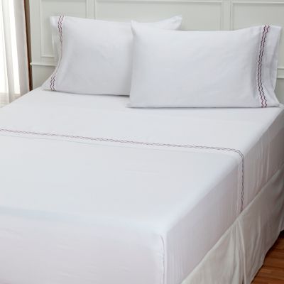 North Shore Linens "Zig Zag" 300tc Embroidered 4pc Sheet Set