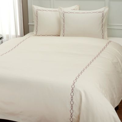 North Shore Linens "Roundup" 300tc Embroidered 3pc Duvet Set