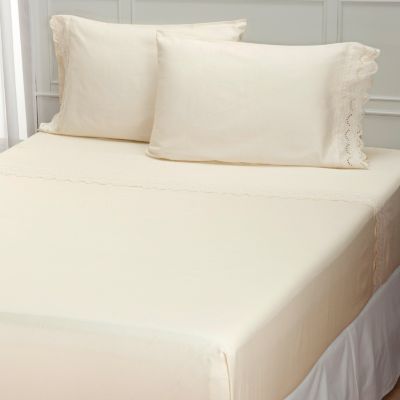 North Shore Linens "Battenburg" 300tc Embroidered 4pc Sheet Set