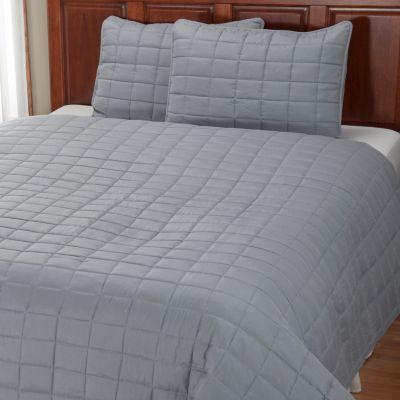 401-947 - Cozelle&reg; "Grid" Microfiber Three-Piece Coverlet Set