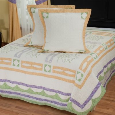 402-085 - North Shore&trade; Collectible Quilts ''Jasper'' Euro Sham Pair & Bed Skirt Set