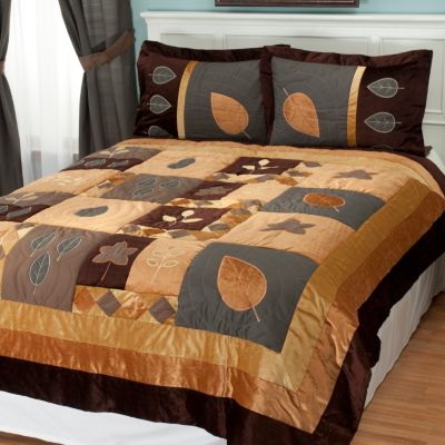 402-098 - North Shore Linens&trade; ''Velvet Leaf'' Three-Piece Coverlet Set