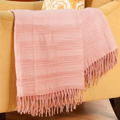 Cozelle 50"x60" Ridge Knotted Fringe Throw