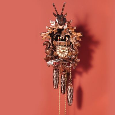 HUBERT HERR STAG HEAD WITH DANCERS CUCKOO CLOCK