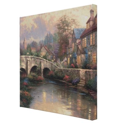 THOMAS KINKADE COBBLESTONE COLLECTION 20" X 20" GALLERY WRAPPED CANVAS