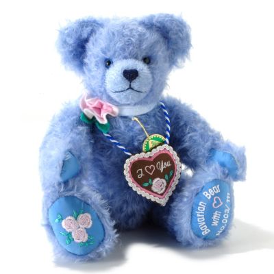 HAPPY OCTOBERFEST BAVARIAN BEAR WITH HEART BLUE MOHAIR