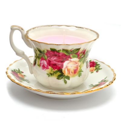 Royal Albert Filled Candle Tea Cup - Signed by Michael Doulton