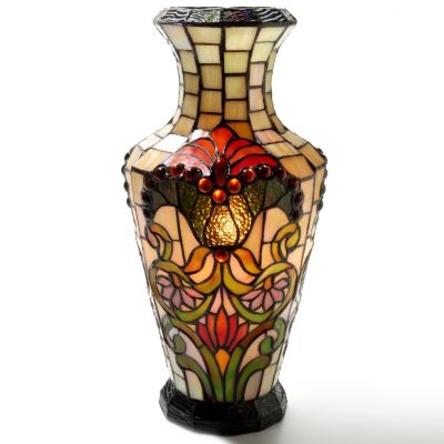 405-999 - Tiffany Style 17'' Lillianna Stained Glass Lit Vase