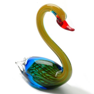 406-086 - Favrile 9.5'' Hand-Blown Art Glass Swan Figurine