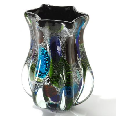 Hand Blown Art Glass Multi Color Vase