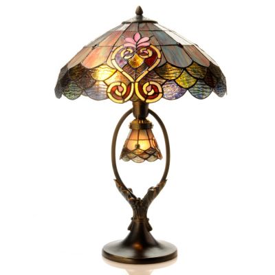 Tiffany Style Crystal Shell Double Lit Table Lamp