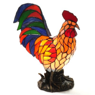 406-121 - Tiffany-Style 15.5'' Golden Rooster Stained Glass Accent Lamp