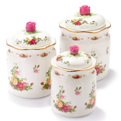 Royal Albert Old Country Rose Set of Three Cansters