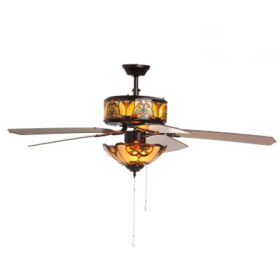 406-188 - Tiffany-Style 52" Touch of Elegance Double-Lit Stained Glass Ceiling Fan