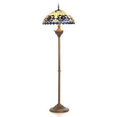 406-213 - Tiffany-Style 65" Sapphire Opal Stained Glass Floor Lamp